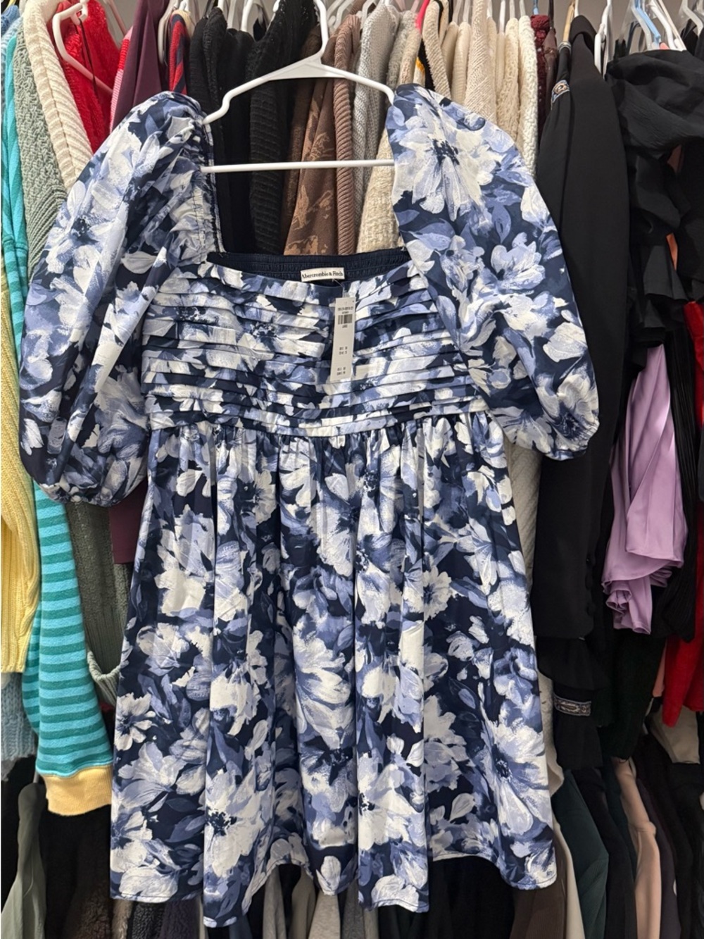 Abercrombie & Fitch Navy and White Floral Midi Dress